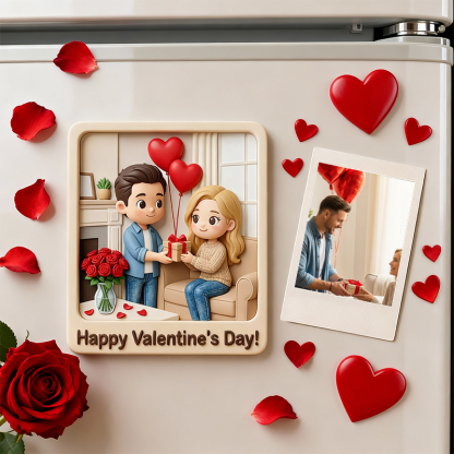 3D Printed Valentine’s Day Fridge Magnet Custom Personalized Mini Character Gift