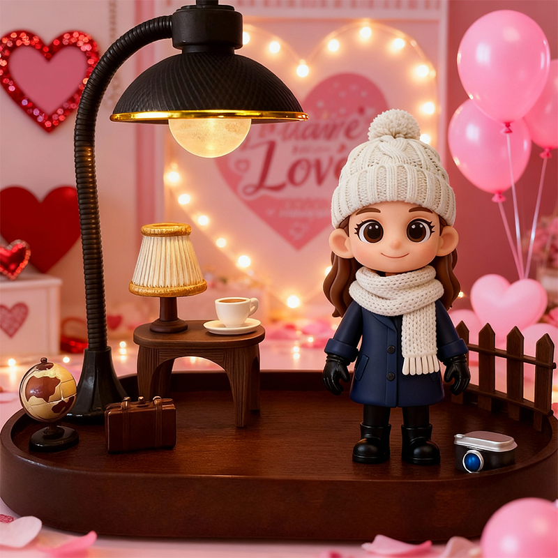 Custom 3D Printed Figure Desk Lamp - Valentine's Day - Night Light