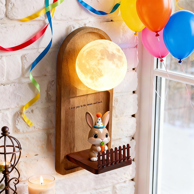 Custom 3D Printed Figurine - Cartoon Character Wall Lamp - Personalized Text Night Light - Birthday