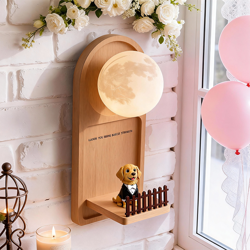 Custom 3D Printed Wedding Cartoon Figurine Wall Lamp – Personalized Text LED Night Light Gift