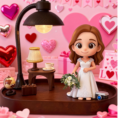 Custom 3D Printed Figure Desk Lamp - Valentine's Day - Night Light