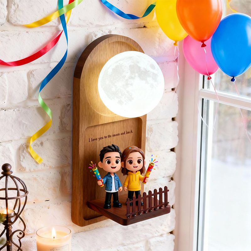 Custom 3D Printed Figurine - Cartoon Character Wall Lamp - Personalized Text Night Light - Birthday