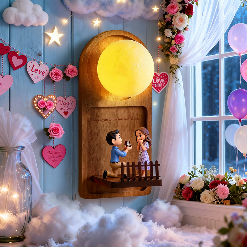 Personalized Valentine’s Day Cartoon Character Wall Lamp 3D Printed LED Night Light