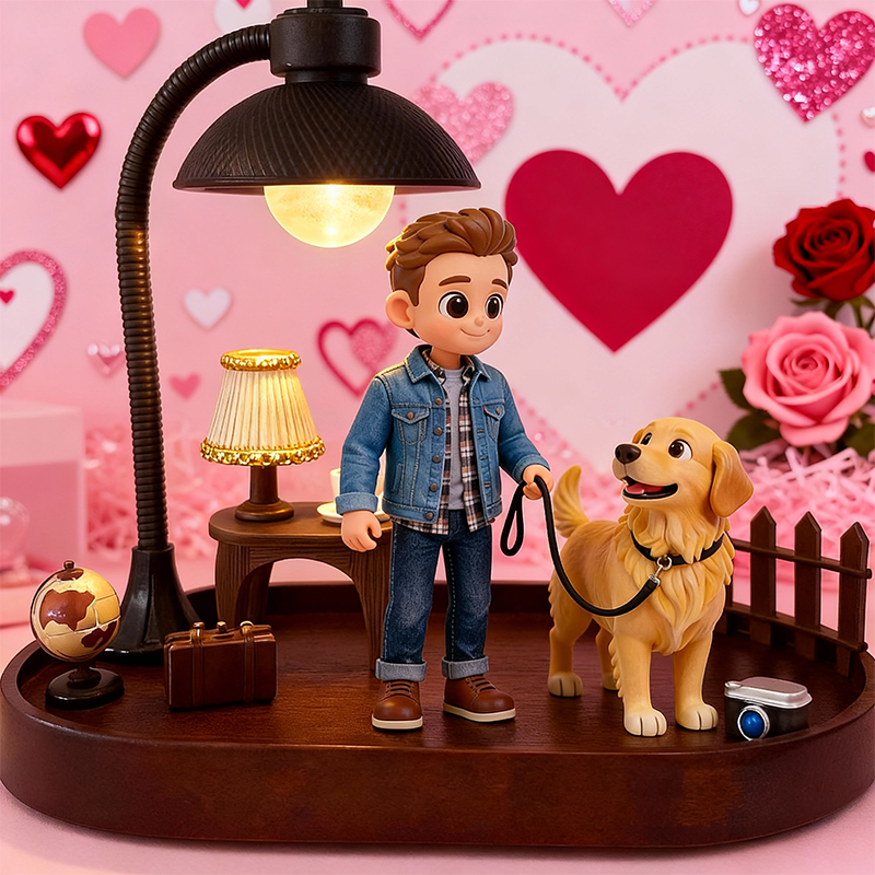 Custom 3D Printed Figure Desk Lamp - Valentine's Day - Night Light