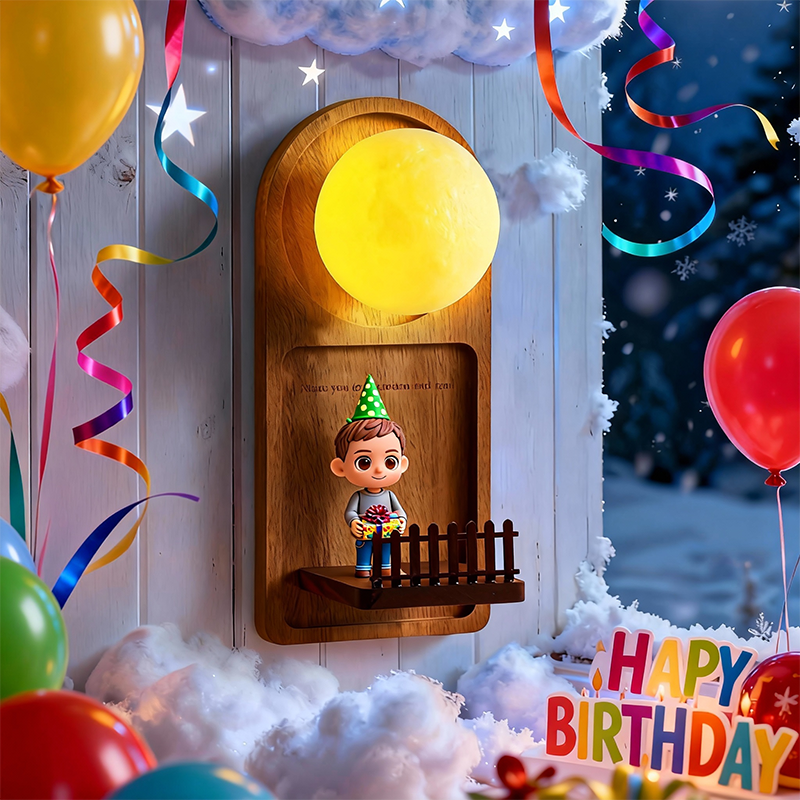 Custom 3D Printed Figurine - Cartoon Character Wall Lamp - Personalized Text Night Light - Birthday