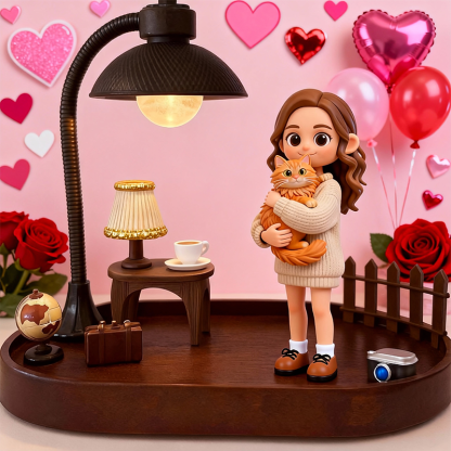 Custom 3D Printed Figure Desk Lamp - Valentine's Day - Night Light