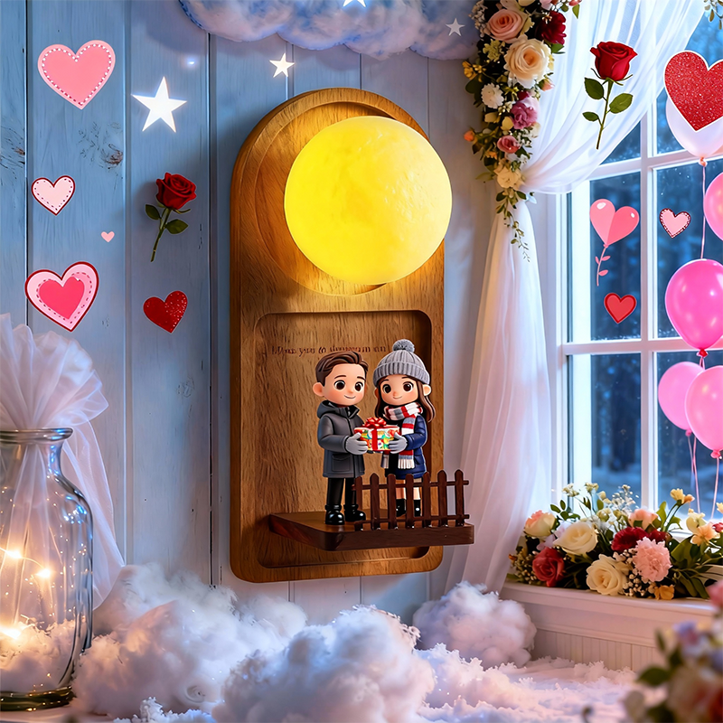 Personalized Valentine’s Day Cartoon Character Wall Lamp 3D Printed LED Night Light
