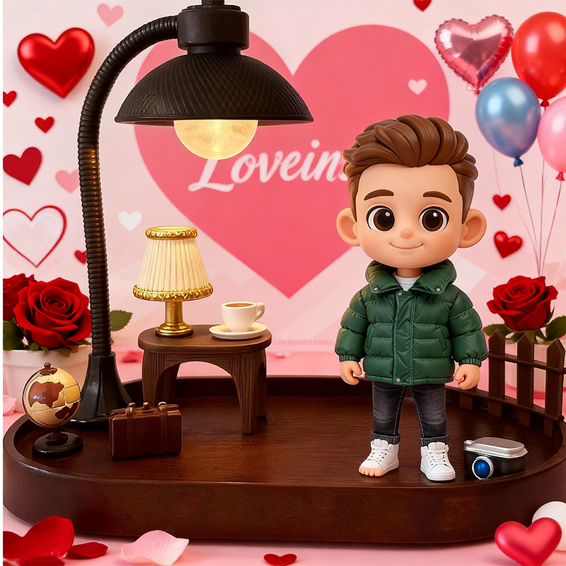 Custom 3D Printed Figure Desk Lamp - Valentine's Day - Night Light