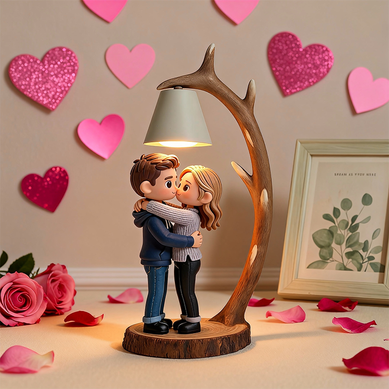 3D Printed Valentine’s Day Figure Table Lamp – Wooden Antler LED Night Light