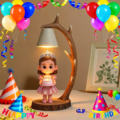 Custom 3D Printed Figure - Table Lamp Night Light - Wooden Antler Design - Birthday