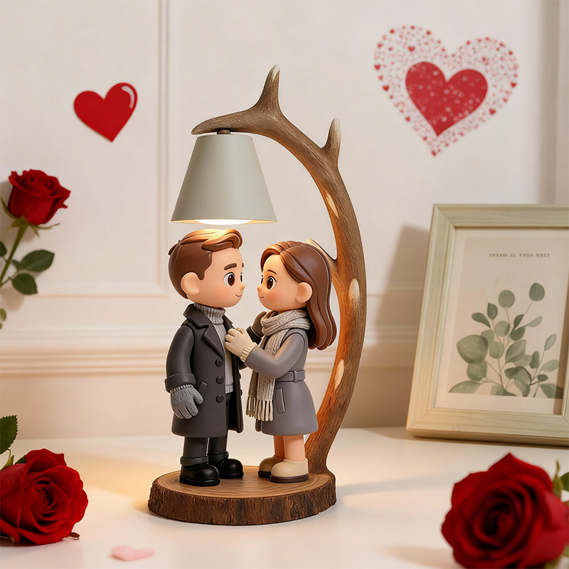 3D Printed Valentine’s Day Figure Table Lamp – Wooden Antler LED Night Light
