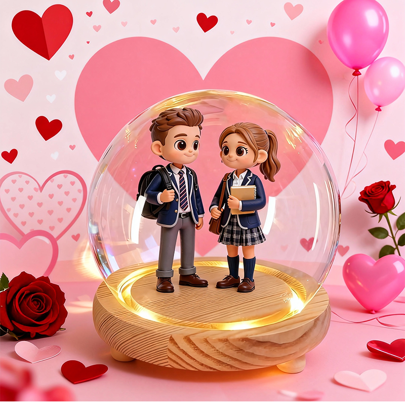 Custom 3D Action Figure - Valentine's Day - Round Cover Night Light-SELL MALL