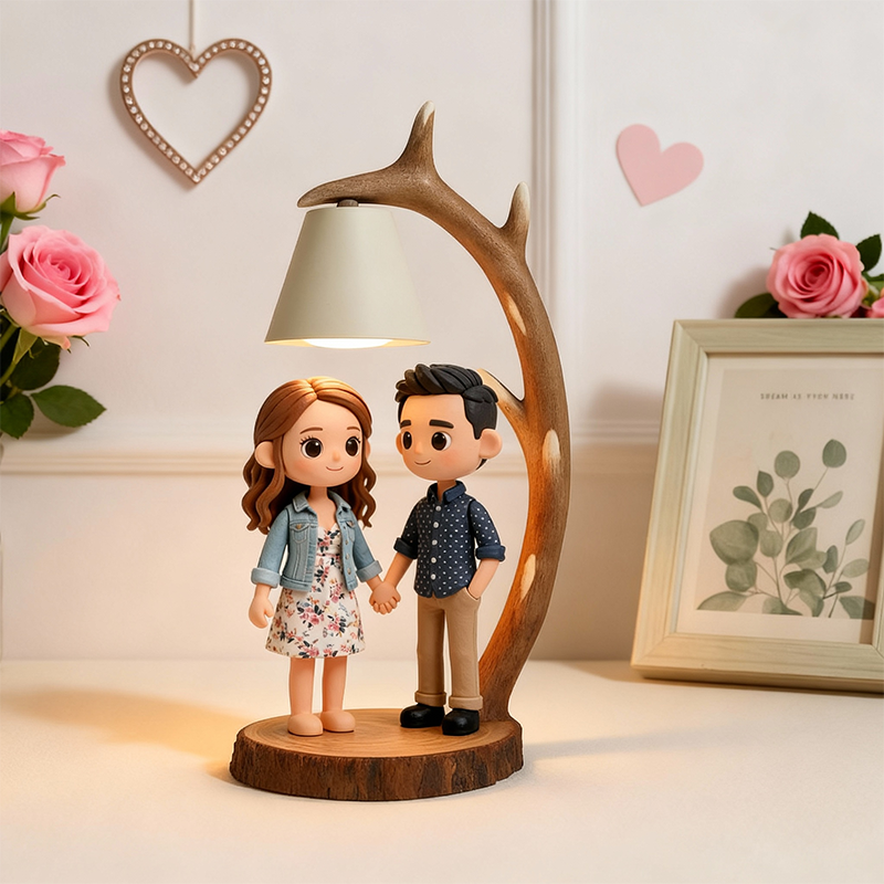 3D Printed Valentine’s Day Figure Table Lamp – Wooden Antler LED Night Light