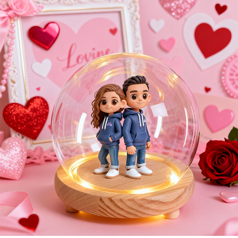 Custom 3D Action Figure - Valentine's Day - Round Cover Night Light-SELL MALL