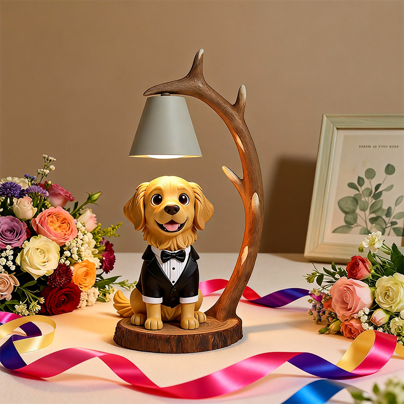 Custom 3D Printed Wedding Figure Table Lamp – Wooden Antler Design LED Night Light Gift