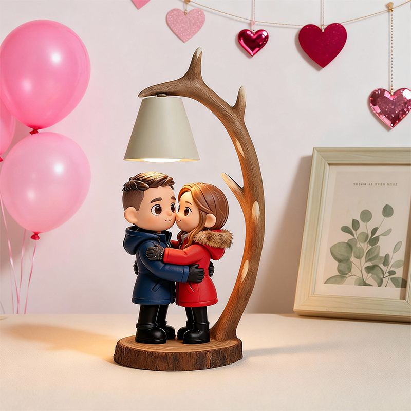 3D Printed Valentine’s Day Figure Table Lamp – Wooden Antler LED Night Light
