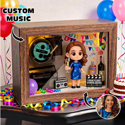 Custom 3D Printed Figure Music Box - Custom Photo & Favorite Music - Birthday