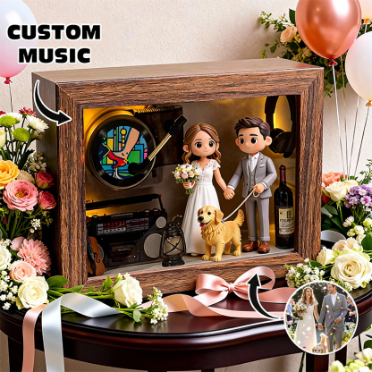 Custom 3D Printed Wedding Figure Music Box – Personalized Photo & Favorite Song Keepsake Gift