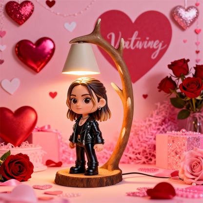 Custom 3D Printed Figure - Table Lamp Night Light - Wooden Antler Design - Valentine's Day-SELL MALL