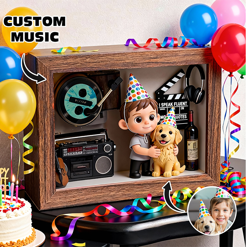 Custom 3D Printed Figure Music Box - Custom Photo & Favorite Music - Birthday