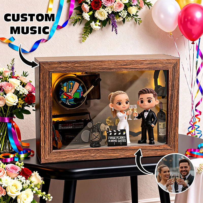 Custom 3D Printed Wedding Figure Music Box – Personalized Photo & Favorite Song Keepsake Gift