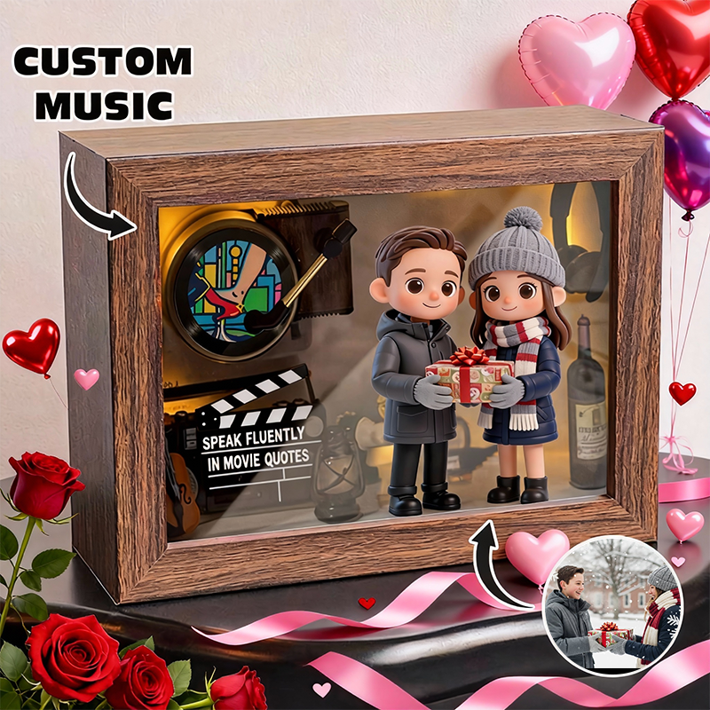 Personalized Valentine’s Day 3D Figure Music Box Custom Photo and Music Keepsake