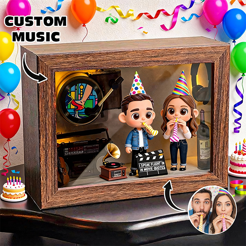 Custom 3D Printed Figure Music Box - Custom Photo & Favorite Music - Birthday