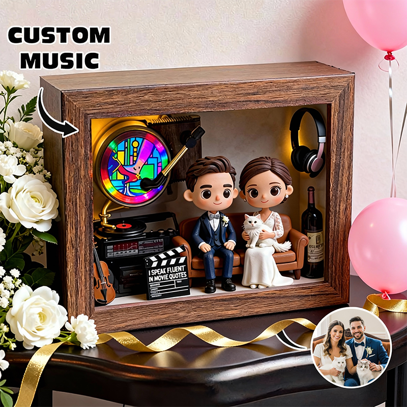 Custom 3D Printed Wedding Figure Music Box – Personalized Photo & Favorite Song Keepsake Gift