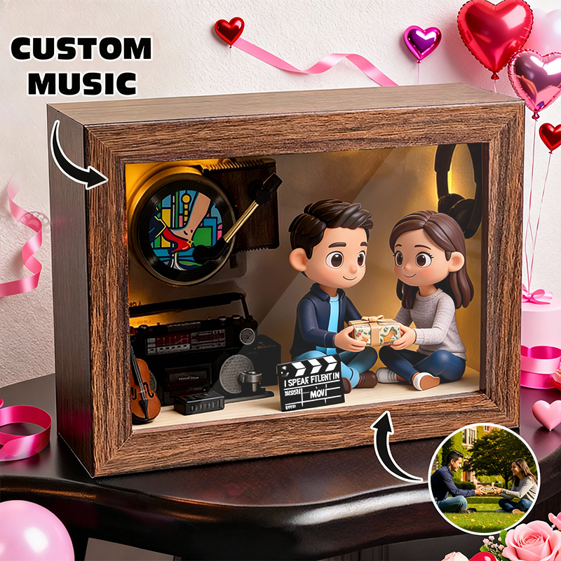 Personalized Valentine’s Day 3D Figure Music Box Custom Photo and Music Keepsake
