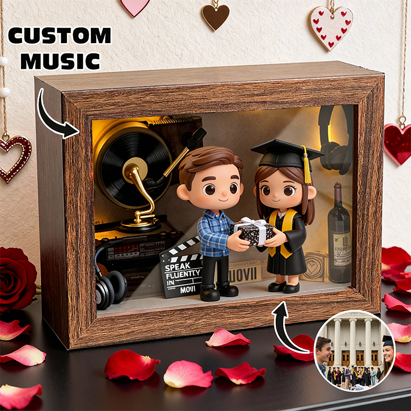 Personalized Valentine’s Day 3D Figure Music Box Custom Photo and Music Keepsake