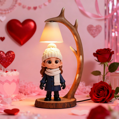 Custom 3D Printed Figure - Table Lamp Night Light - Wooden Antler Design - Valentine's Day-SELL MALL