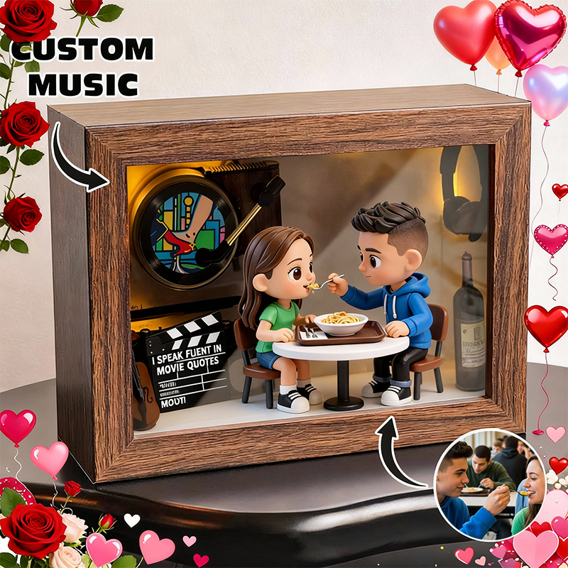 Personalized Valentine’s Day 3D Figure Music Box Custom Photo and Music Keepsake