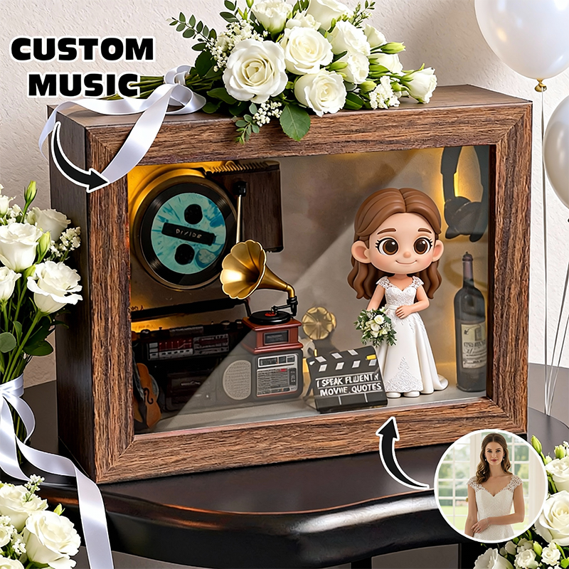 Custom 3D Printed Wedding Figure Music Box – Personalized Photo & Favorite Song Keepsake Gift