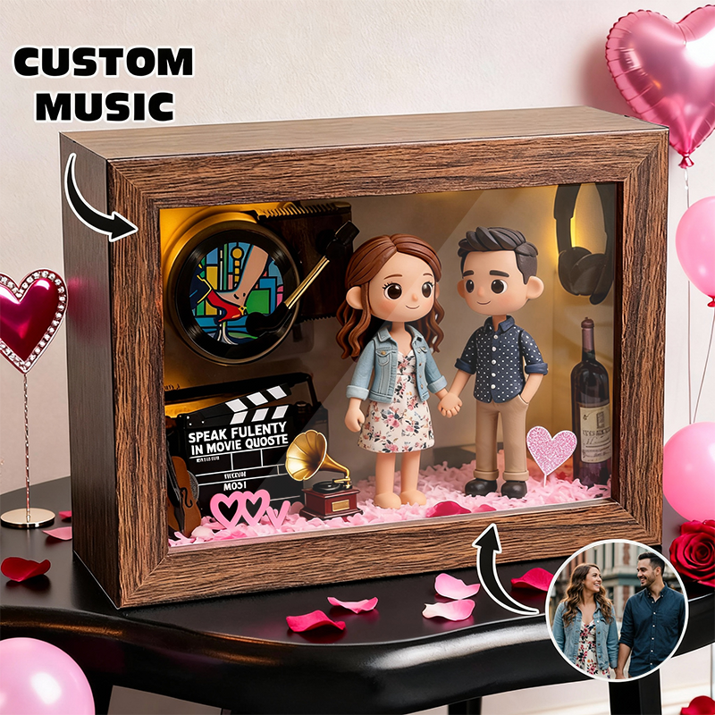 Personalized Valentine’s Day 3D Figure Music Box Custom Photo and Music Keepsake