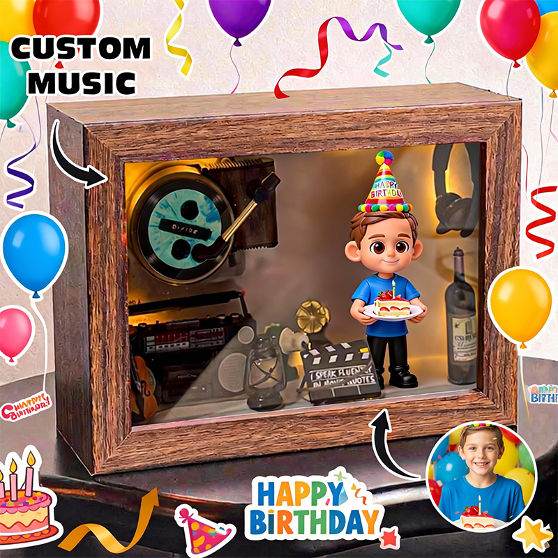 Custom 3D Printed Figure Music Box - Custom Photo & Favorite Music - Birthday