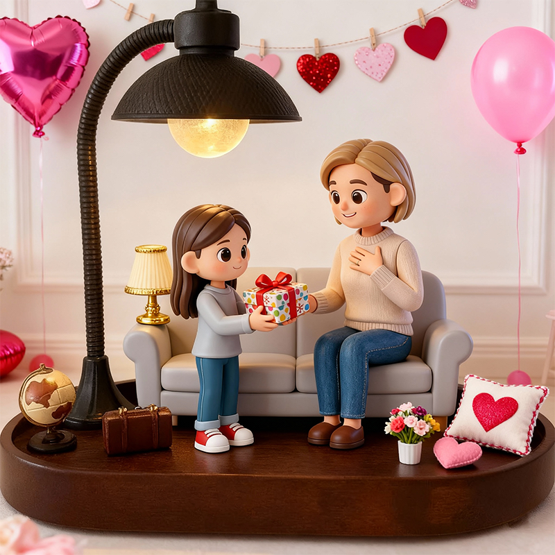 Valentine’s Day 3D Printed Figure Desk Lamp Personalized LED Night Light