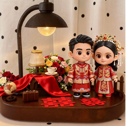 Custom 3D Printed Wedding Figure Desk Lamp – Personalized LED Night Light Gift