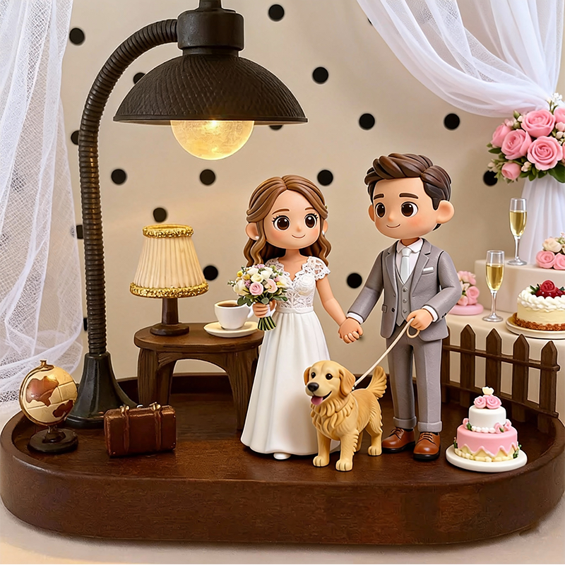 Custom 3D Printed Wedding Figure Desk Lamp – Personalized LED Night Light Gift