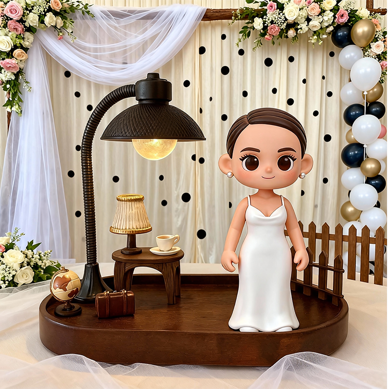 Custom 3D Printed Wedding Figure Desk Lamp – Personalized LED Night Light Gift