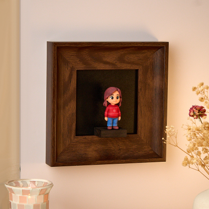 Custom Memorial 3D Figurine (from Photo) in Wooden Frame | Unique Christmas Present & Home Decor-SELLMALL