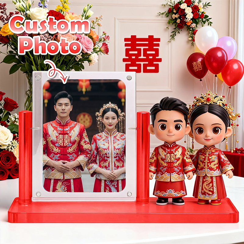 3D Figure Acrylic Display Case – Custom Carded Model Showcase for Wedding Keepsake