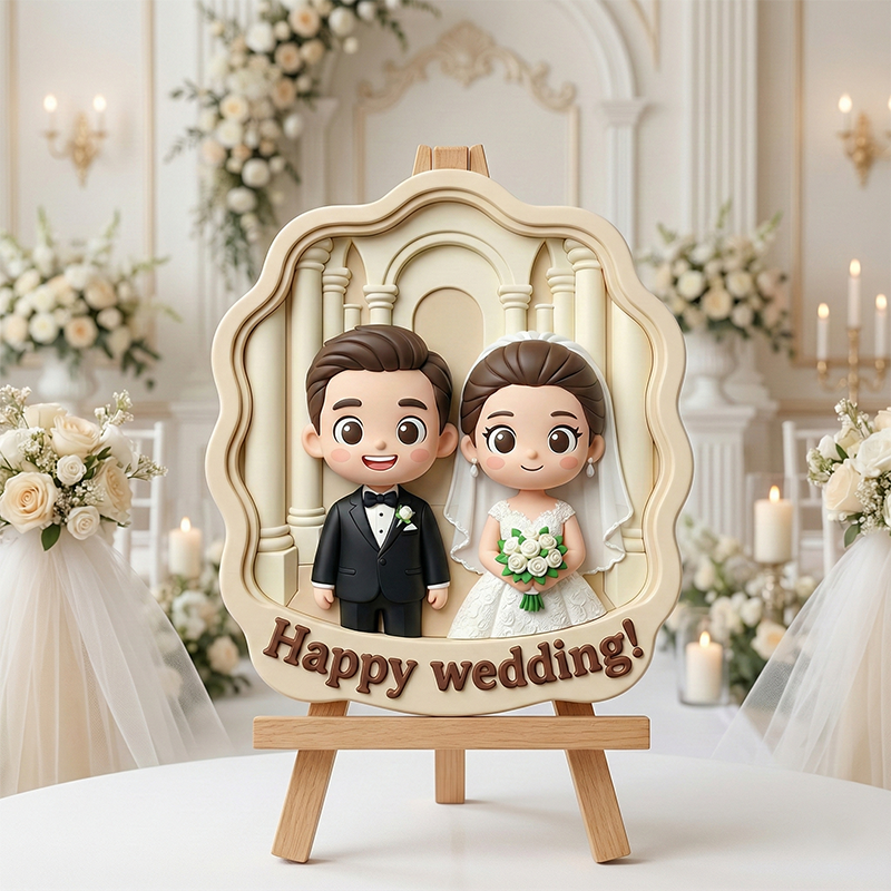 Custom 3D Printed Wedding Relief Sculpture – Engraved Personalized Keepsake Gift