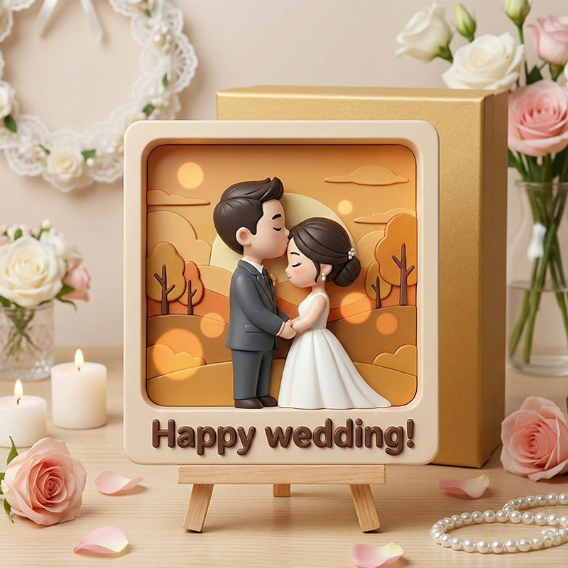 Custom 3D Printed Wedding Relief Sculpture – Engraved Personalized Keepsake Gift