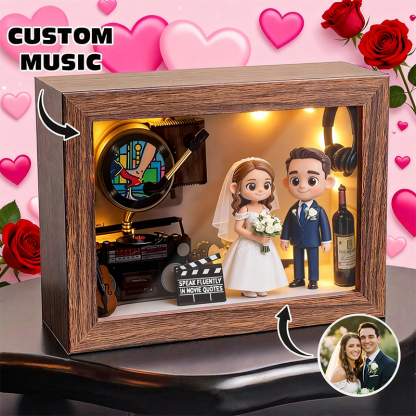 Custom 3D Printed Figure Music Box - Valentine's Day - Custom Photo & Favorite Music 