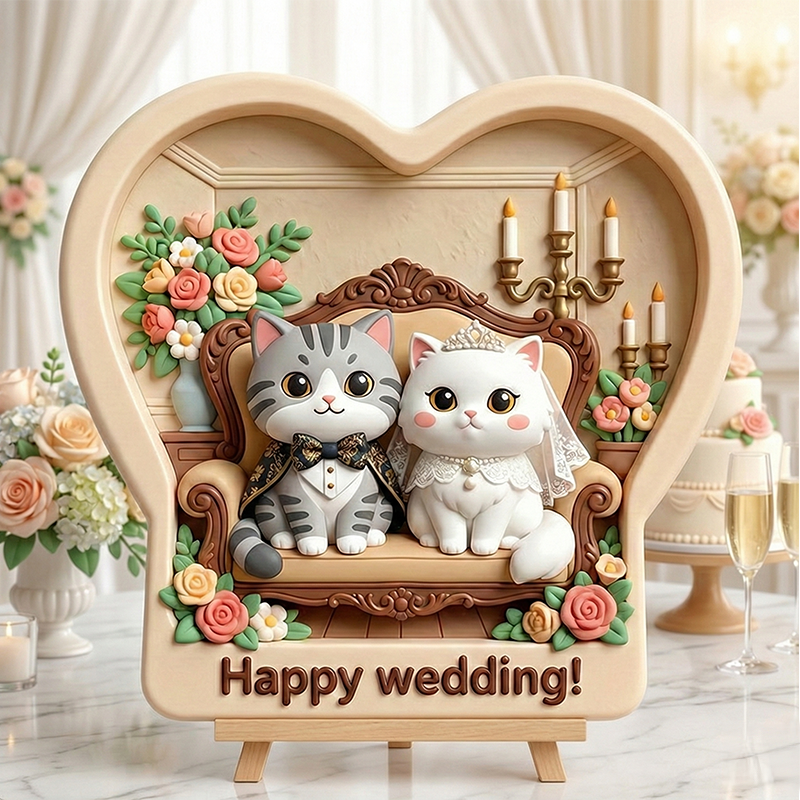 Custom 3D Printed Wedding Relief Sculpture – Engraved Personalized Keepsake Gift