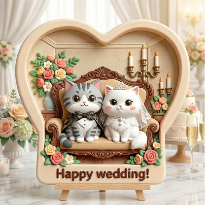 Custom 3D Printed Wedding Relief Sculpture – Engraved Personalized Keepsake Gift