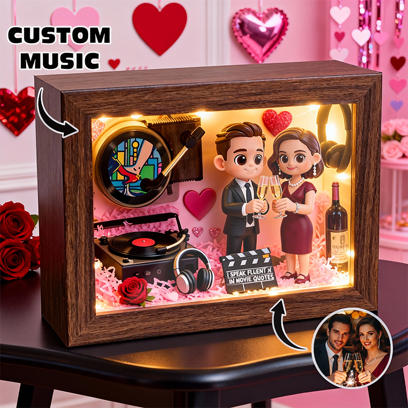 Custom 3D Printed Figure Music Box - Valentine's Day - Custom Photo & Favorite Music 