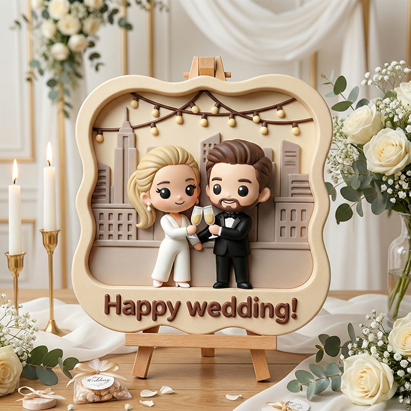Custom 3D Printed Wedding Relief Sculpture – Engraved Personalized Keepsake Gift