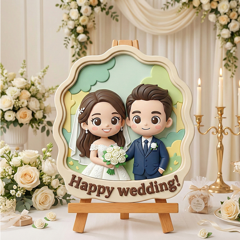 Custom 3D Printed Wedding Relief Sculpture – Engraved Personalized Keepsake Gift