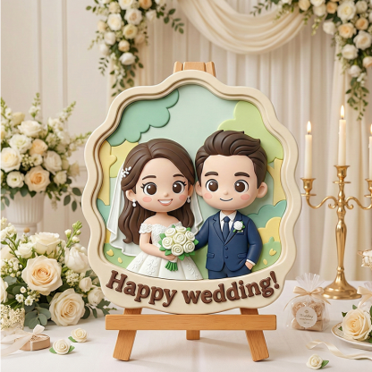 Custom 3D Printed Wedding Relief Sculpture – Engraved Personalized Keepsake Gift